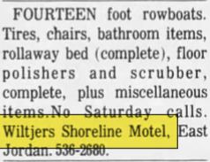 Wiltjers Shoreline Motel - Oct 1979 Items For Sale